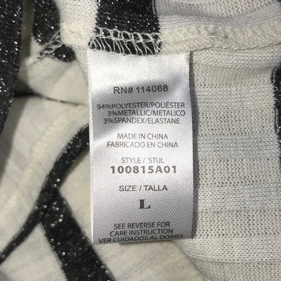 TEN SIXTY SHERMAN LARGE BLACK SPARKLY & WHITE SWEATER NWT - Picture 6 of 7